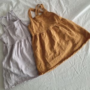 Little Co Pair of Two Organic Lettuce Edge Dresses, Size 12 month